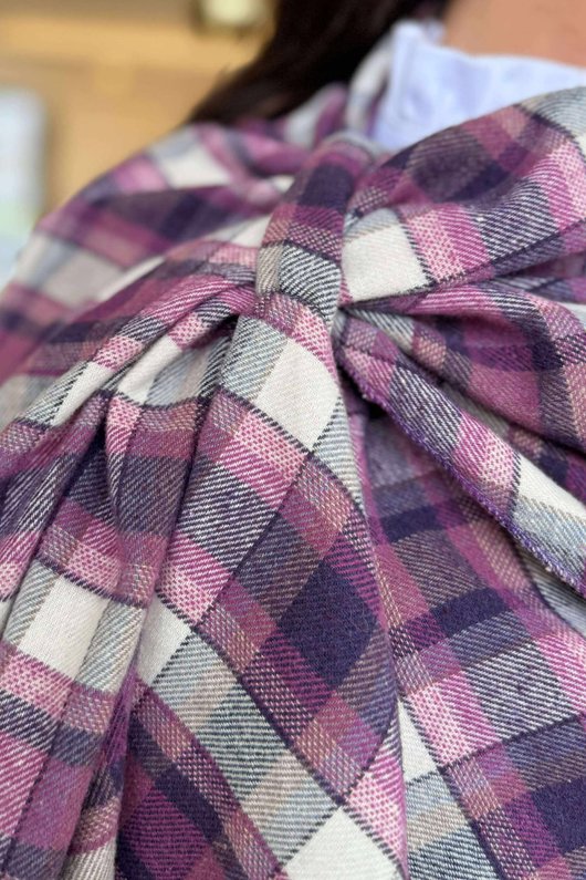 Roberta Plaid Brushed Cotton Drape Cape Aubergine